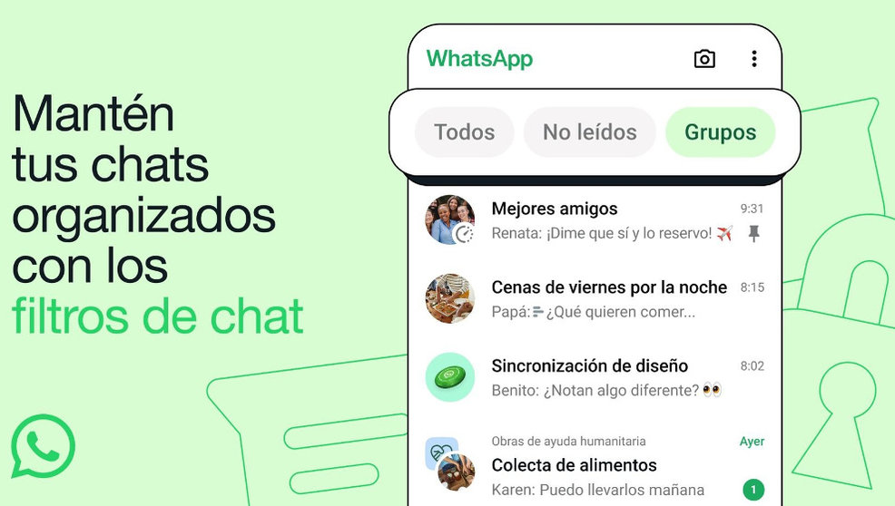 Interfaz de WhatsApp con los nuevos filtros