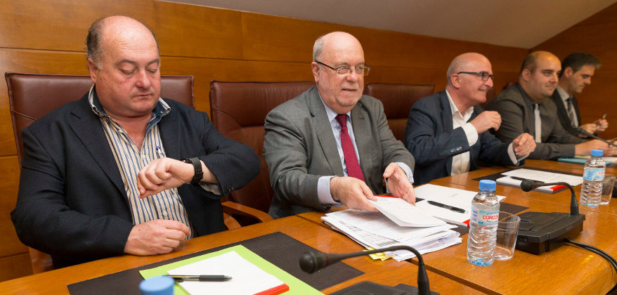 El consejero de Economía, Juan José Sota, en su comparecencia en la comisión parlamentaria