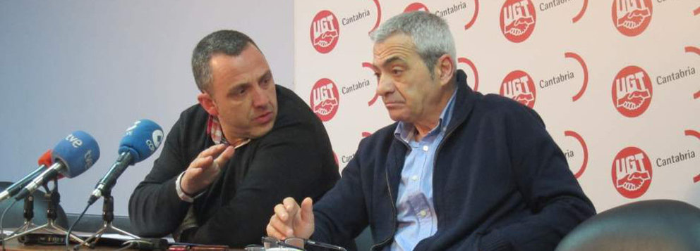 Mariano Carmona (UGT) y Carlos Sánchez (UGT), durante una rueda de prensa | Foto: Archivo