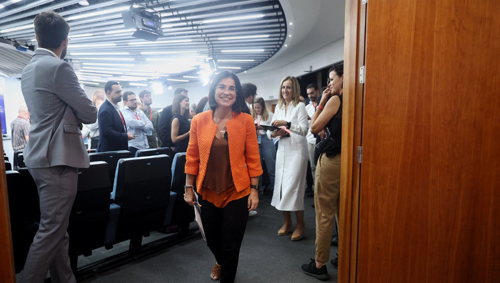 La ministra de Sanidad, Carolina Darias, a su salida de una rueda de prensa posterior a la reunión del Consejo de Ministros