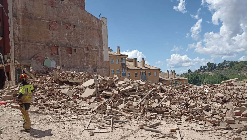 Edificio derrumbado en Teruel | Foto: 112 Aragón