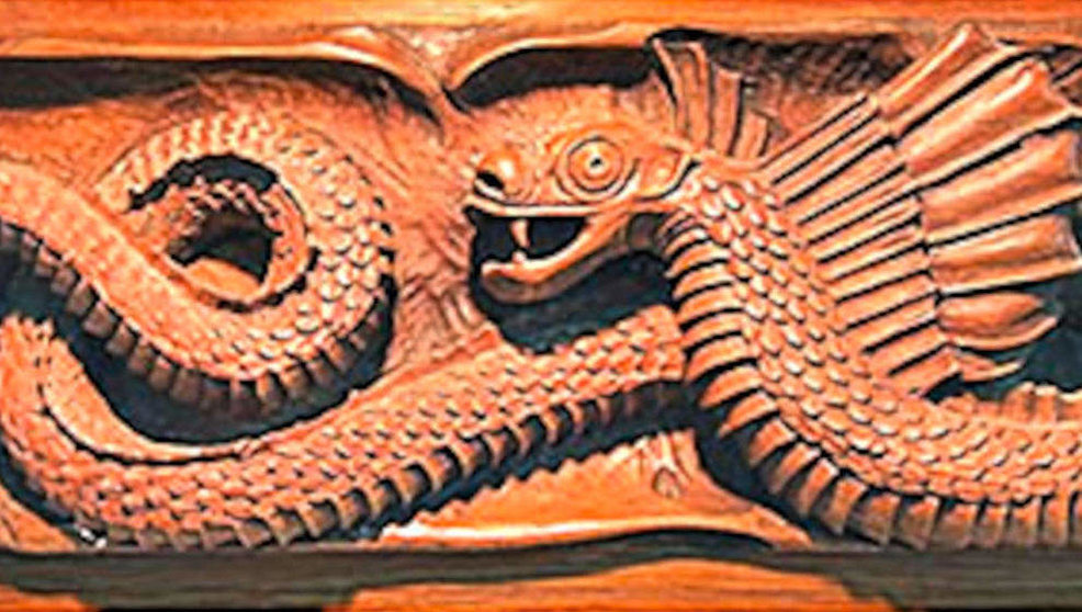 Talla de madera representando un Cuélebre