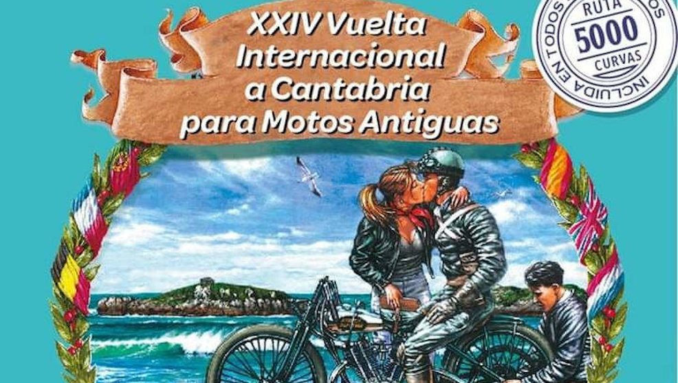 Cartel que promociona un evento de motos antiguas en Noja y que IU pide al Gobierno que se retire por considerarlo sexista