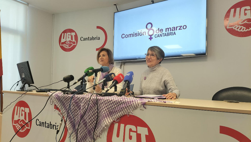 Rueda de prensa de las portavoces de la Comisión 8M, Ana Bolado y Charo Quintana, sobre la manifestación en Santander y la conmemoración del Día de las Mujeres